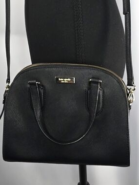 Kate Spade Black Dome Satchel Crossbody Saffiano Leather Bag